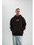 Double Oversize Kapşonlu Dijital Patchli Sweatshirt - Kahve 1