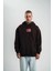 Double Oversize Kapşonlu Dijital Patchli Sweatshirt - Kahve 4