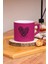 Fuşya Renkli Trace Of Love Tasarımlı Çay ve Nescafe Fincanı 1