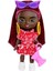 Bordo Saçlı Ekstra Mini Mini Bebek, Kırmızı Fırfır Elbise, Güneş Gözlüğü ve Aksesuarları ve Standı, 8,25 cm 3