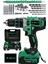 24 Parça Çift Akülü Metal Darbeli Matkap Seti, 18V Yeşil 1