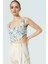 Çiçekli Desenli Crop Bluz Fitted Kalıp Dokuma Kumaş Yazlık Şık Görünüm 2