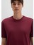 Etiket Detaylı Bordo Basic Tişört 0611824-70394 5