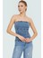 Kadın Denim Fitted Straplez Bluz Yazlık Günlük Stil Kullanım Için Şık Görünüm 2