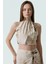 Keten Görünümlü Halter Yaka Kolsuz Crop Bluz Rahat Yazlık Günlük Stil ve Şık 1