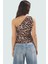 Tek Omuz Leopar Desenli Fitted Dokuma Bluz Rahat Yazlık Stil ve Şık Konforlu Kesim 3