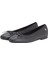 Kadın Toe Cap Leather Ballerina Shoes - Siyah 1