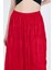 Kırmızı Bel Lastikli Kırışık Kumaş Etek 3483 4