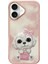 iPhone 16 Uyumlu 3D Göz Pembe Köpek Detaylı Gerçek Nakış Işlemeli Kabartmalı New Big Eyes Kılıf 1