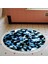 Kaymaz Dijital Mutfak & Salon Halı Star Pamuk Saçaklı Yuvarlak Geometrik E5012 Mavi 6