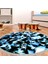 Kaymaz Dijital Mutfak & Salon Halı Star Pamuk Saçaklı Yuvarlak Geometrik E5012 Mavi 7