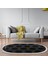 Kaymaz Dijital Mutfak & Salon Halı Trend Saçaklı Oval Geometrik E5016 Siyah 1