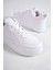 Alına Bağcıklı Ortopedik Taban Kadın Sneaker Günlük Ayakkabı Bt Kırık Beyaz 2