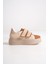 Venedık Bağcıksız Cırtlı 2 Bantlı Ortopedik Taban Kadın Sneaker Günlük Ayakkabı Tt Ten/kahve 3