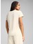 68498287 Scrıpt Tee Krem Yuvarlak Yaka Regular Fit Düz Kadın T-Shirt 2