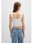 Kare Yaka Beyaz Crop Top 1612657-70057 6