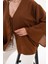 Kadın Kahverengi Çift Bağlamalı Keten Kimono 4