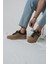 Darian Model Hakiki Deri El Yapımı Kahverengi Erkek Triko Sneaker Ayakkabı 1