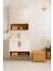 Legna 65 cm Banyo Dolabı Takımı – Beyaz & Ahşap – Mdf – Seramik Lavabolu – Alt ve Üst Dolap 1