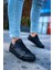 J191 Side Buckle Ortopedik Taban Günlük Cilt Erkek Sneaker Spor Ayakkabı Cst Siyah 1