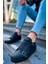J191 Side Buckle Ortopedik Taban Günlük Cilt Erkek Sneaker Spor Ayakkabı Cst Siyah 2