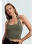 Fitted Kalıp Viskoz Ribana Crop Bluz Boyundan Bağlamalı Yaka Günlük Stil 2