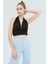 Vücuda Oturan Crop Bluz Boyundan Bağlamalı Örme Kumaş Modern Stil Premium Kalite 1