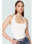 Fitted Kalıp Viskoz Ribana Crop Bluz Boyundan Bağlamalı Yaka Günlük Stil 2