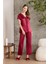 Saten Gecelik Sabahlık Pijama Takım Şort Takım 6'lı Gelin Çeyiz Seti - 6010 Bordo 4