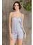 Saten Gecelik Sabahlık Pijama Takım Şort Takım 6'lı Gelin Çeyiz Seti - 6000 Mist 2