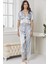 Saten Gecelik Sabahlık Pijama Takım Şort Takım 6'lı Gelin Çeyiz Seti - 6015 Mist 2