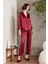 Saten Gecelik Sabahlık Pijama Takım Şort Takım 6'lı Gelin Çeyiz Seti - 6000 Bordo 5