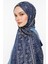 Lavin Desen Çift Taraflı Şal Lacivert-Bej 3
