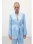 Jakar Saten Ceket - Mavi 3