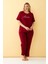 Kadın Bordo Love Yazılı Büyük Beden Pijama Takımı 2