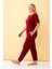 Kadın Bordo Love Yazılı Büyük Beden Pijama Takımı 4