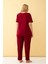 Kadın Bordo Love Yazılı Büyük Beden Pijama Takımı 5