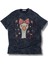 Oversize Çilekli Ördek Baskılı Yıkamalı T-Shirt, Unisex Yaz Temalı Retro Tişört 1