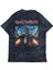 Unisex Iron Maiden Yazılı Sırt Baskılı Yıkamalı T-Shirt, Oversize Rock Band Temalı Retro Tişört 3