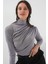 925 Büzgü Detaylı Sandy Bluz - Gri 1