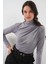 925 Büzgü Detaylı Sandy Bluz - Gri 4
