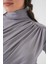 925 Büzgü Detaylı Sandy Bluz - Gri 5