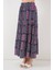 Kadın Desenli Uzun Etek 8053 - Lacivert 2