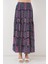 Kadın Desenli Uzun Etek 8053 - Lacivert 4