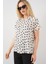 Kadın Kısa Kol Desenli Gömlek 20310 - Krem 3