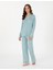 Kadın Su Yeşili Gömlek Pijama Takımı 50319055-VR048 4