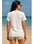 Kadın Beyaz Oversize Tişört – I Love Beach Baskılı Yazlık Pamuklu Kısa Kollu T-Shirt 1