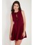 Regular Fit Kloş Etekli Bağlama Detaylı Kolsuz Mini Elbise Bayan Elbise 6525592 4
