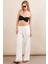 Kadın Beyaz Beli Bağcıklı Pantolon ZH105 3