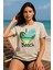 Kadın Beyaz Oversize Tişört – I Love Beach Baskılı Yazlık Pamuklu Kısa Kollu T-Shirt 1
